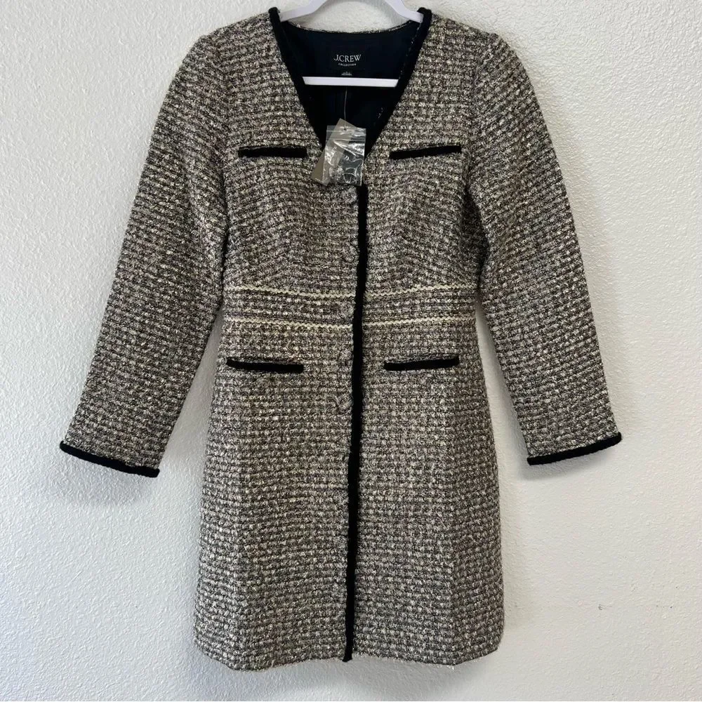 J. Crew Collection V-neck lady dress in tinsel tweed Size 4 NWT